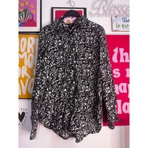 Jones & Co by Jones New York Women’s Long Sleeve Blouse Black & White bo